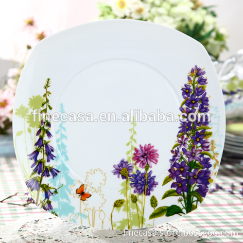 10.5 Inches Elegant Hyper White Porcelain Square Wholesale Dinner Plate